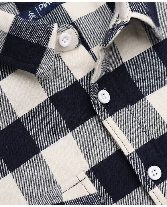 Pine Kids 100% Cotton Woven Full Sleeves Checked Shirt - Black