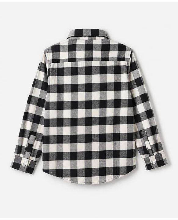 Pine Kids 100% Cotton Woven Full Sleeves Checked Shirt - Black