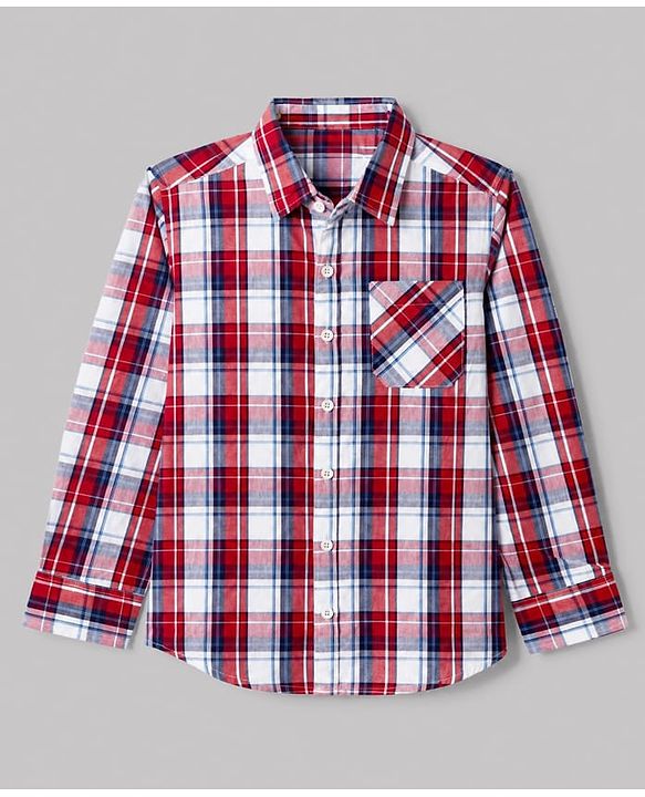 Pine Kids 100% Cotton Woven Full Sleeves Tartan Checks Shirt and Tank Top with Street Competition Print - Red