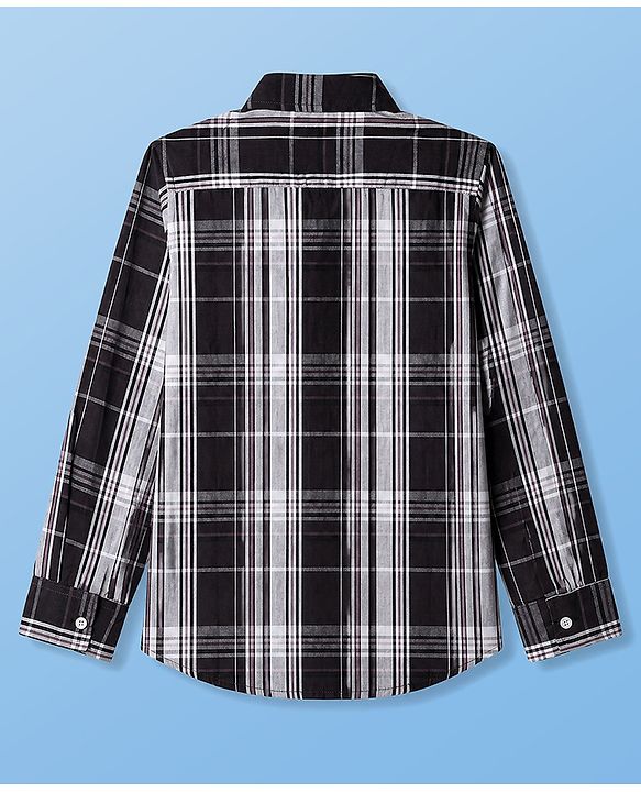 Pine Kids 100% Cotton Woven Full Sleeves Checks Shirt and Tank Top in Black