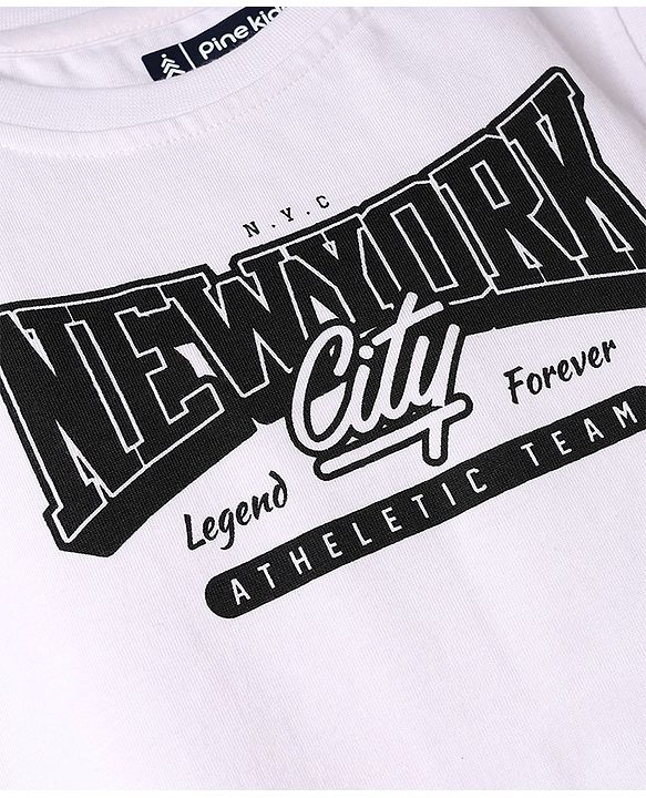 Pine Kids 100% Cotton Woven Full Sleeves Shirt and Tank Top Set with Full Sleeves and New York City N.Y.C New York City Legend Forever Atheletic Team Print in Olive Green for 4-5 Years