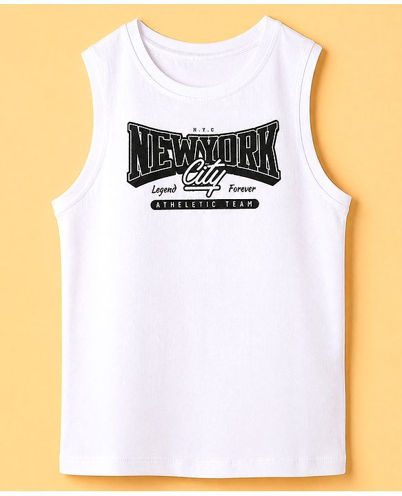 Pine Kids 100% Cotton Woven Full Sleeves Shirt and Tank Top Set with Full Sleeves and New York City N.Y.C New York City Legend Forever Atheletic Team Print in Olive Green for 4-5 Years