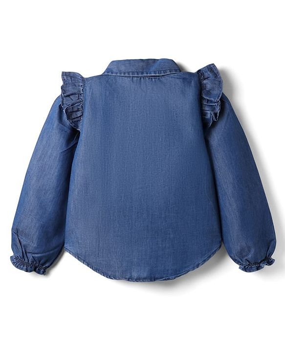 Pine Kids Cotton Blend Denim Top with Full Sleeves - Navy Blue