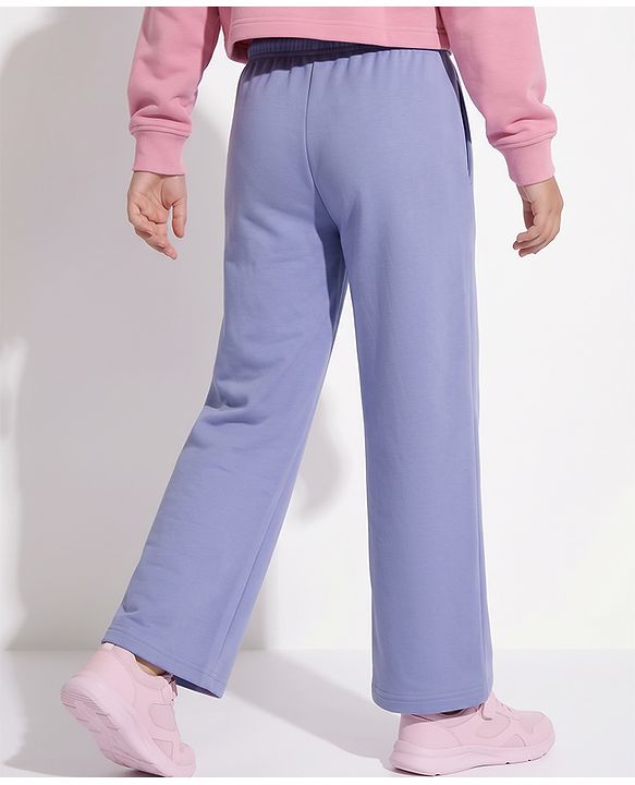 Pine Active Knit Full Length Solid Flared Track Pants in Lavender