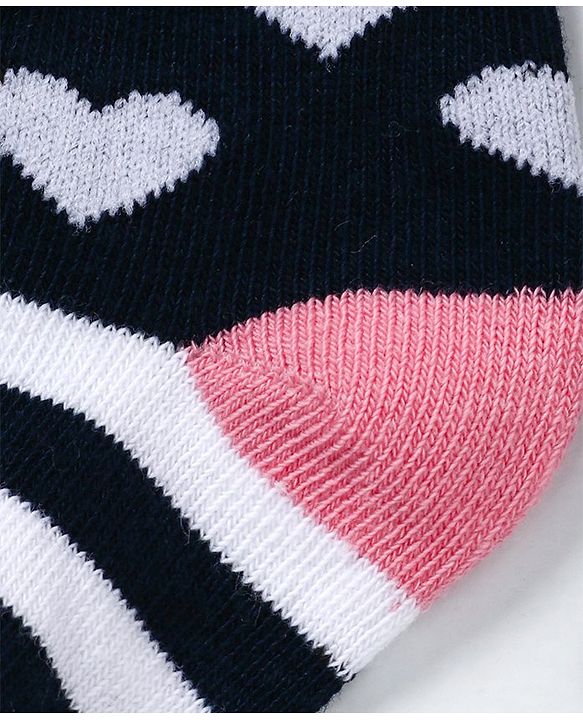 Cute Walk by Babyhug Non Terry Antibacterial Ankle Length Socks Hearts Design - Black Pink - 4-5 YRS Pink