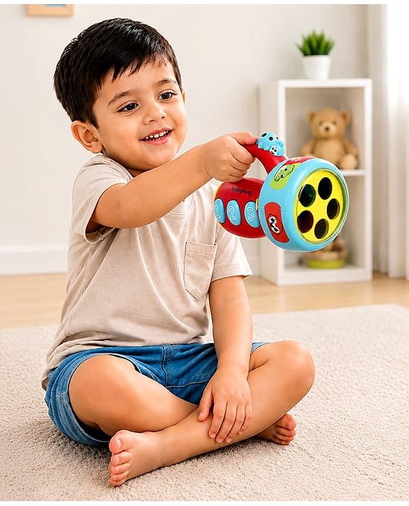 Babyhug Musical Learning Torch for Toddlers| Color-Changing Flashlight| Animal Sounds & Music| Numbers & Color Learning Toy| Interactive Toy| Gifting Option | Yellow