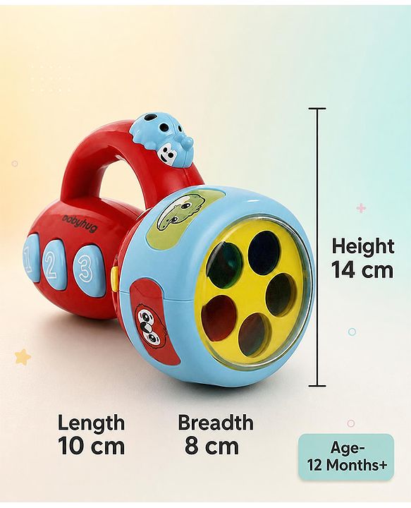 Babyhug Musical Learning Torch for Toddlers| Color-Changing Flashlight| Animal Sounds & Music| Numbers & Color Learning Toy| Interactive Toy| Gifting Option | Yellow