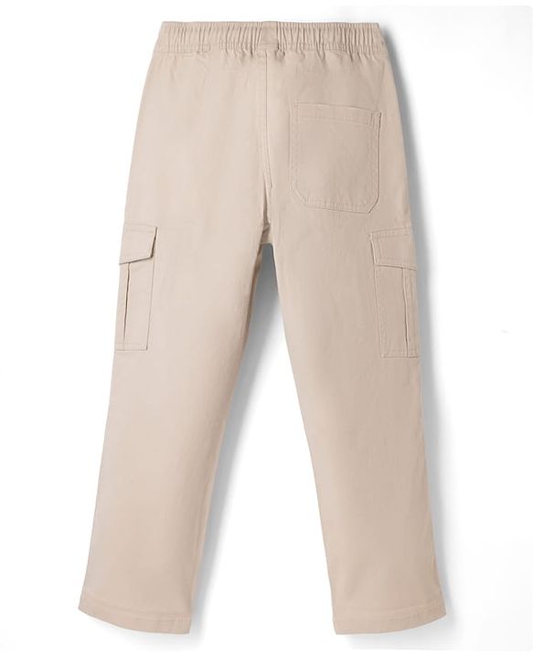 Pine Kids Cotton Elastane Woven Full Length Trouser with Cargo Pockets - Beige