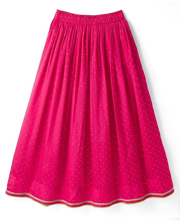 Pine Kids Woven Choli and Lehenga with Dupatta and Full Length and Foil Print in Light Green for 4-5 Years