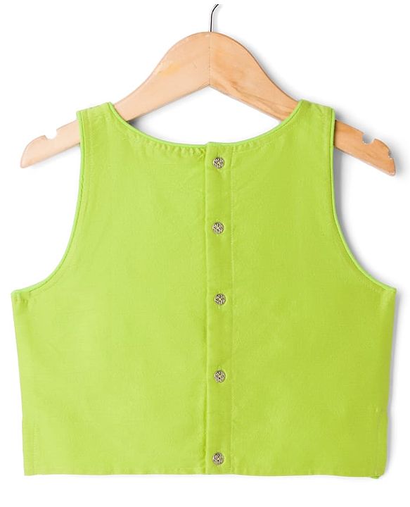 Pine Kids Woven Choli and Lehenga with Dupatta and Full Length and Foil Print in Light Green for 4-5 Years