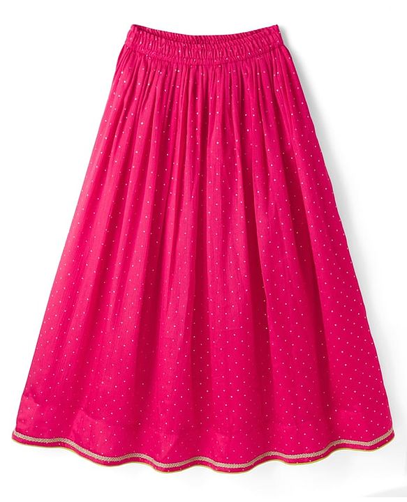 Pine Kids Woven Choli and Lehenga with Dupatta and Full Length and Foil Print in Light Green for 4-5 Years