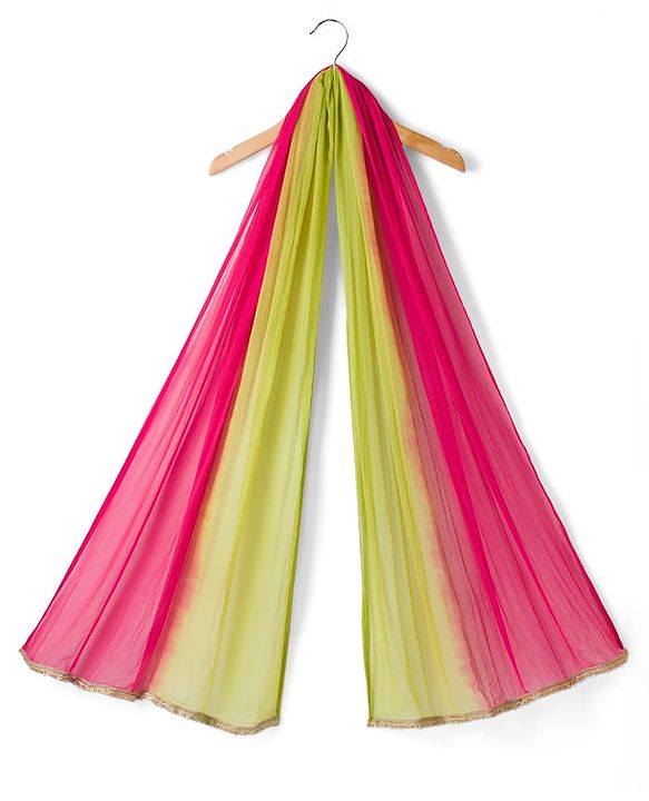 Pine Kids Woven Choli and Lehenga with Dupatta and Full Length and Foil Print in Light Green for 4-5 Years