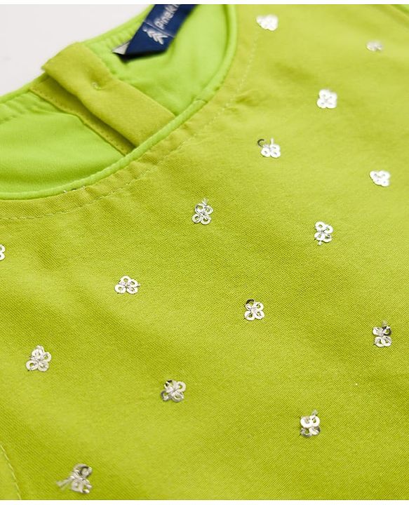 Pine Kids Woven Choli and Lehenga with Dupatta and Full Length and Foil Print in Light Green for 4-5 Years