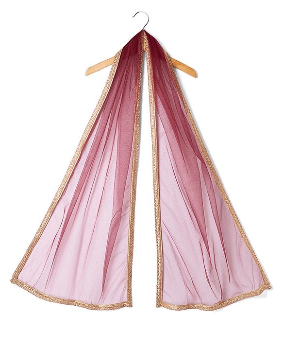 Pine Kids Woven Half Sleeves Choli and Lehenga with Dupatta Full Length and Sequins Embroidery in Wine