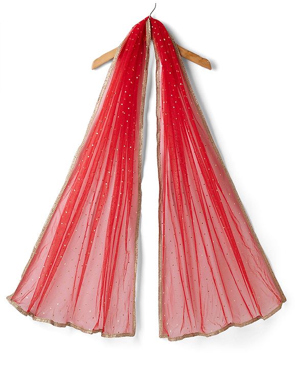 Pine Kids Woven Lehenga Choli & Dupatta Set with Half Sleeves and Floral Print in Offwhite