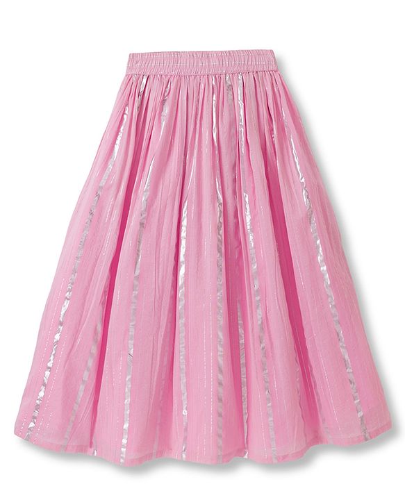 Pine Kids Woven Singlet Choli and Lehenga with Dupatta and Floral Embroidery with Sequins - Pink