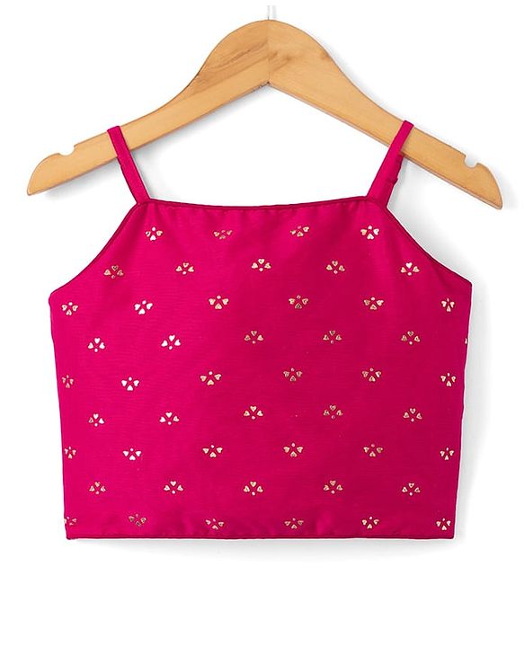 Pine Kids Woven Full Sleeves Choli Lehenga & Dupatta with Full Length and Floral Print in Pink