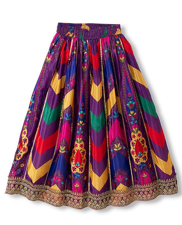 Pine Kids Woven Full Sleeves Choli and Lehenga with Dupatta and Floral Print and Sequins - Yellow