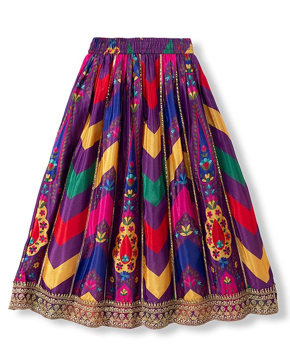 Pine Kids Woven Full Sleeves Choli and Lehenga with Dupatta and Floral Print and Sequins - Yellow