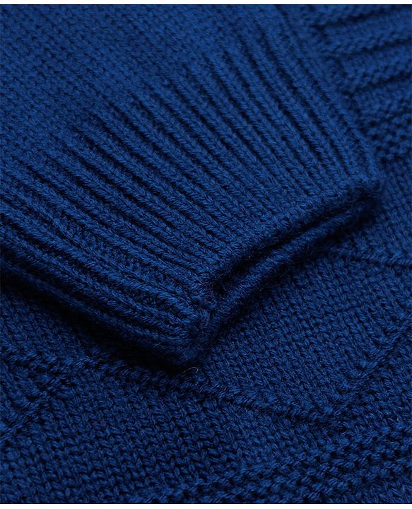 Pine Kids Knit Pullover with Full Sleeves and Cable Knit - Blue