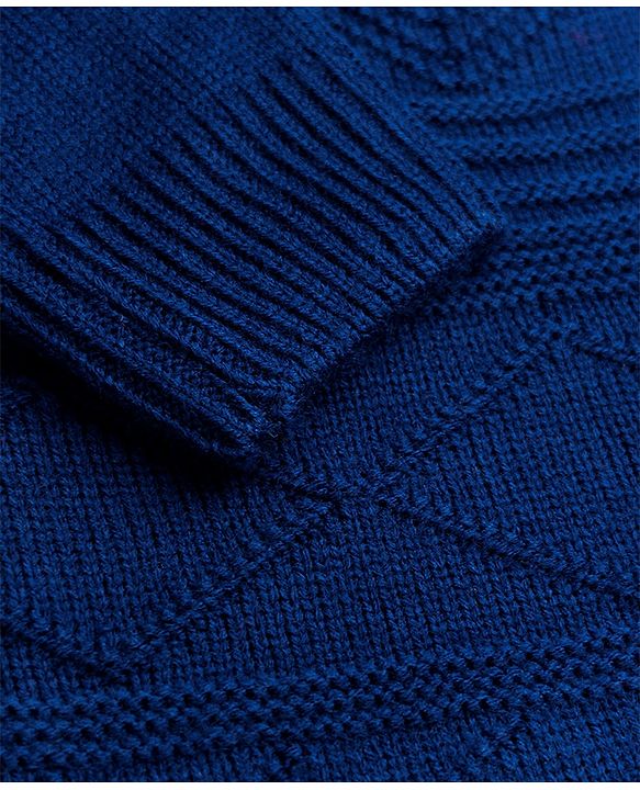 Pine Kids Knit Pullover with Full Sleeves and Cable Knit - Blue