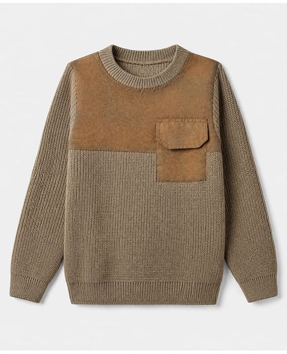 Pine Kids Solid Pullover with Full Sleeves in Beige