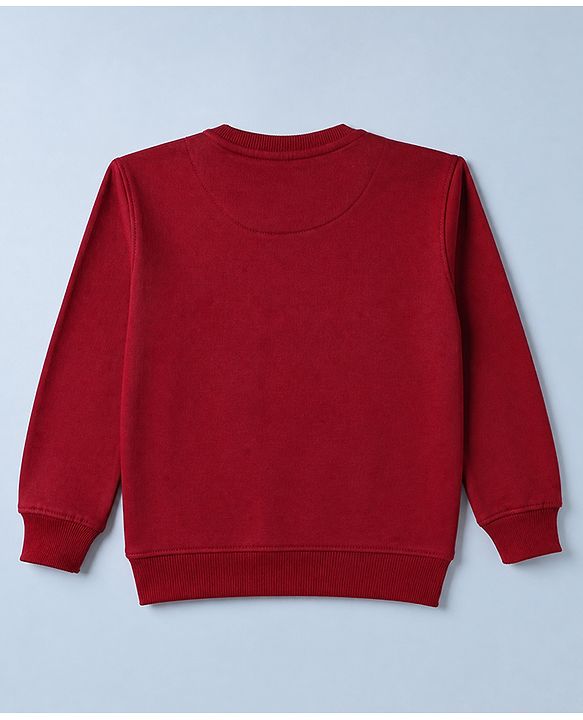 Pine Kids Cotton Mix Knit Sweatshirts with Full Sleeves and Text Print Pack of 3 - Maroon & White