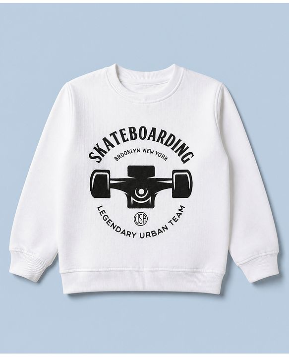 Pine Kids Cotton Mix Knit Sweatshirts with Full Sleeves and Text Print Pack of 3 - Maroon & White