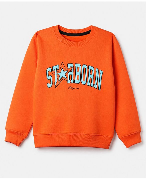 Pine Kids Cotton Mixes Knit Sweatshirts with Full Sleeves and Starborn Champs Paris Print Pack of 3 - Orange Red Black