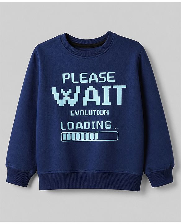 Pine Kids Cotton Mixes Knit Sweatshirts with Full Sleeves and Rivera Explore & Please Wait Print Pack of 3 - Navy Blue Orange White