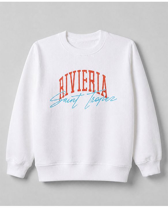 Pine Kids Cotton Mixes Knit Sweatshirts with Full Sleeves and Rivera Explore & Please Wait Print Pack of 3 - Navy Blue Orange White