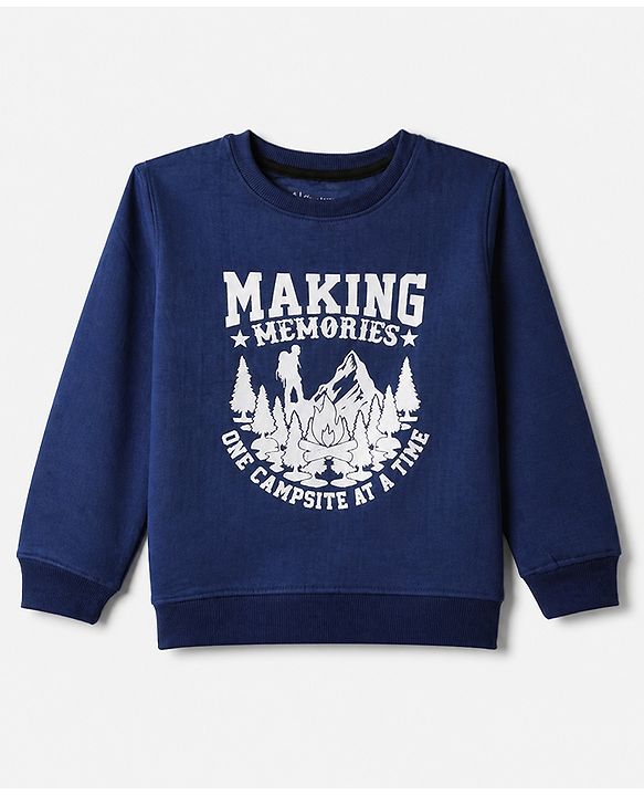 Pine Kids Cotton Mix Knit Full Sleeves Sweatshirt With Text Print Pack of 3 - Navy Blue, Red & Yellow