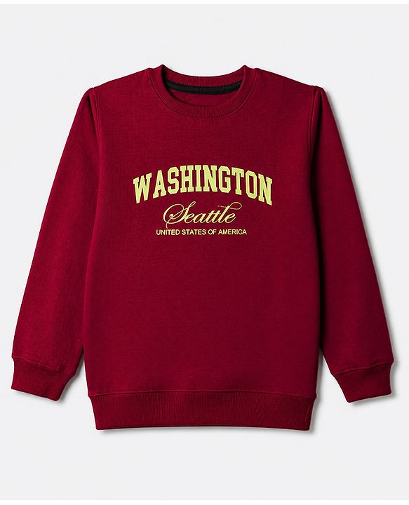 Pine Kids Cotton Mix Knit Full Sleeves Sweatshirt With Text Print Pack of 3 - Navy Blue, Red & Yellow