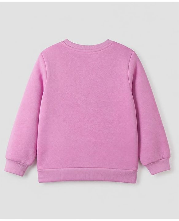 Pine Kids Cotton Mix Knit Sweatshirt with Full Sleeves and Bow Sequins in Pink