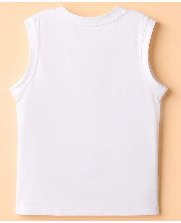 Pine Kids 100% Cotton Woven Full Sleeves Shirt and Tank Top with It' Vacay Time Print in Light/Sky Blue