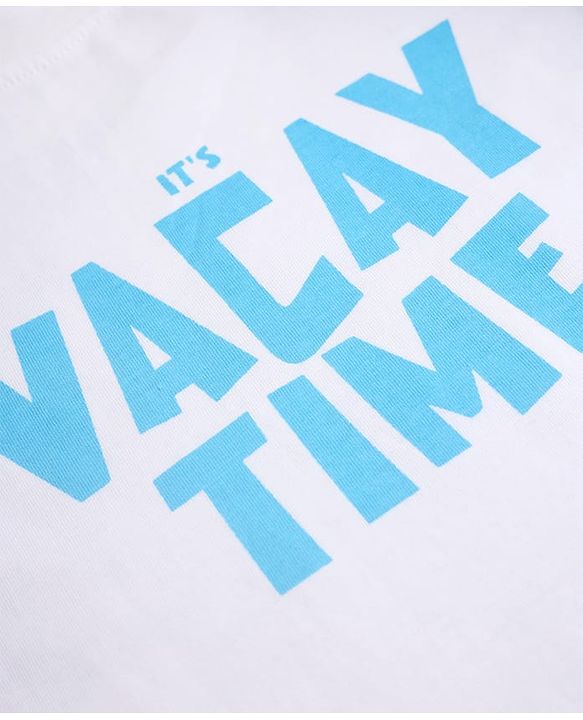 Pine Kids 100% Cotton Woven Full Sleeves Shirt and Tank Top with It' Vacay Time Print in Light/Sky Blue