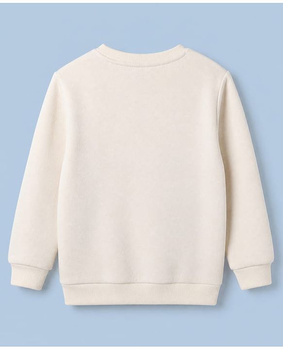 Pine Kids Cotton Mix Knit Sweatshirt with Full Sleeves and Seattle Athletic Department Print in Offwhite