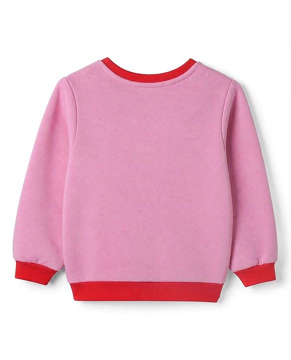Pine Kids Cotton Mix Knit Sweatshirt with Full Sleeves and Sailboats Print in Pink
