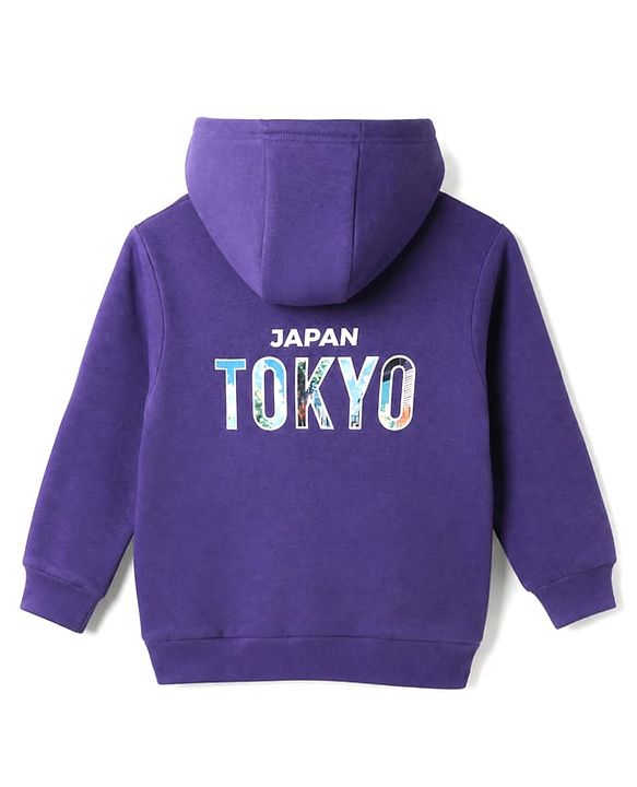 Pine Kids Cotton Mix Knit Sweatshirts with Full Sleeves and Japan Tokyo Print in Purple