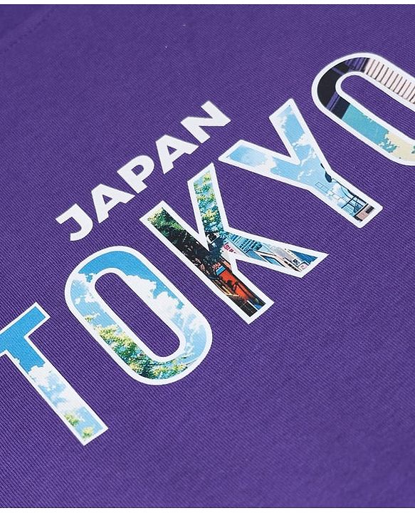 Pine Kids Cotton Mix Knit Sweatshirts with Full Sleeves and Japan Tokyo Print in Purple