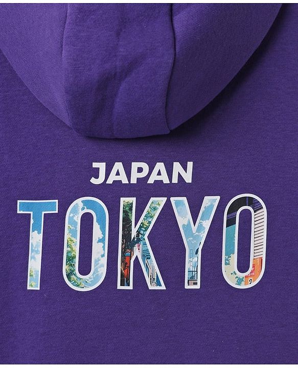 Pine Kids Cotton Mix Knit Sweatshirts with Full Sleeves and Japan Tokyo Print in Purple