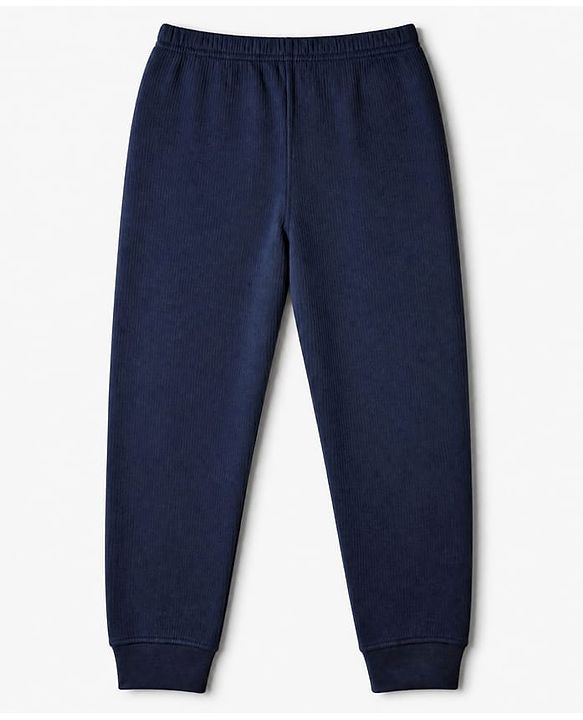 Pine Kids Cotton Blend Knit Full Sleeves Solid Colour Thermal Wear Set with Vest - Navy Blue