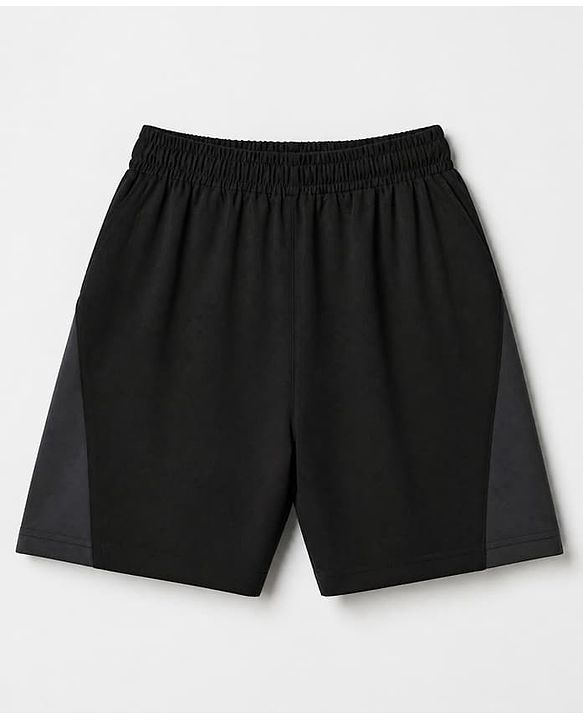 Pine Active Woven Above Knee Length Solid Shorts in Black