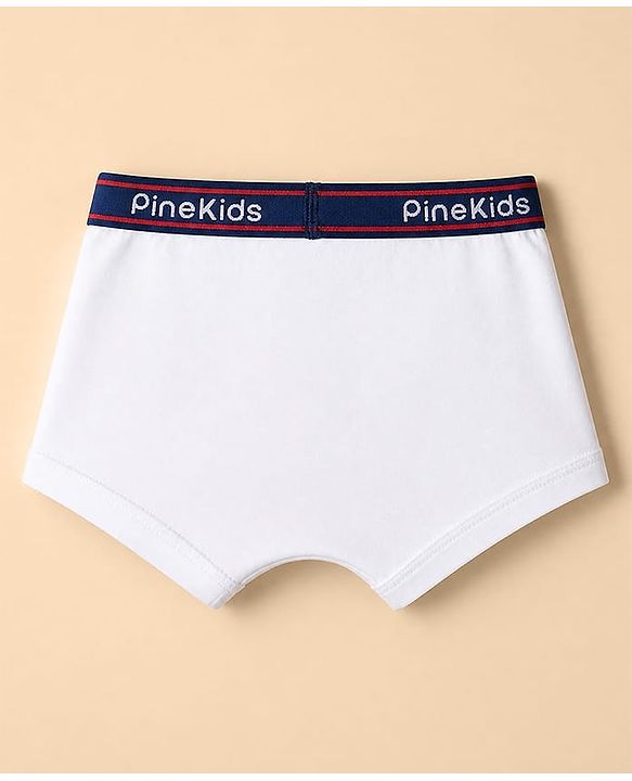 Pine Kids Cotton Elastane Knit Trunks With Sea life Print Pack of 3 - Blue & White