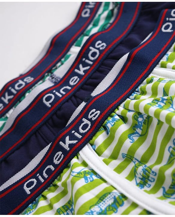 Pine Kids Cotton Elastane Knit Trunks With Animal Print Pack of 3 - Blue Green & Black