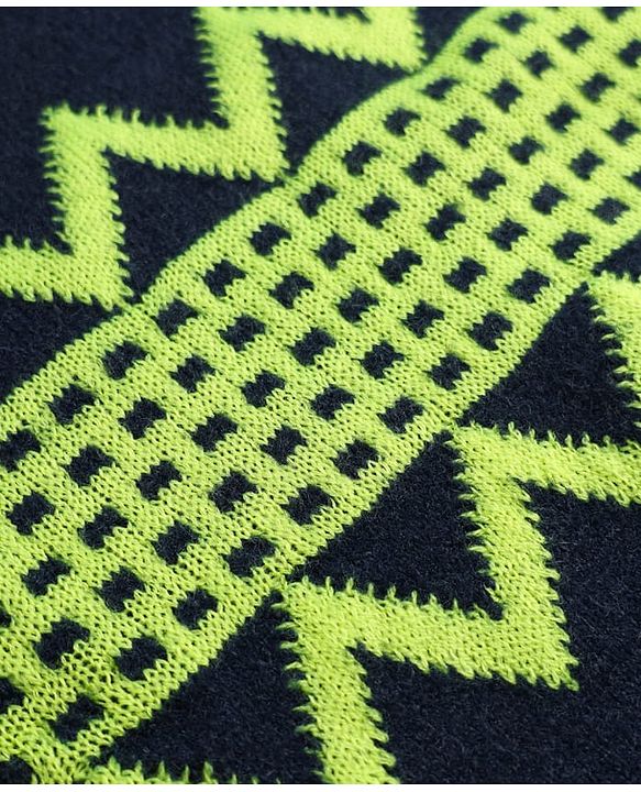 Pine Kids Pullover with Full Sleeves and Geometric Design in Black