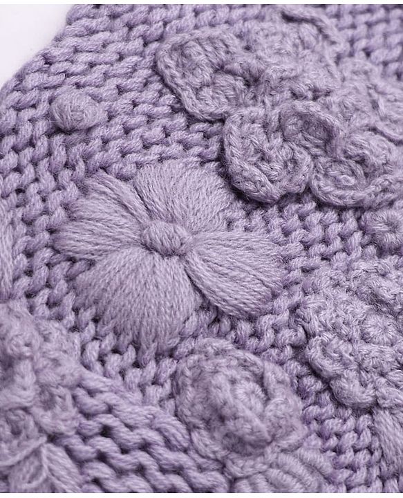 Pine Kids Pullover with Full Sleeves and Floral Embroidery in Lilac