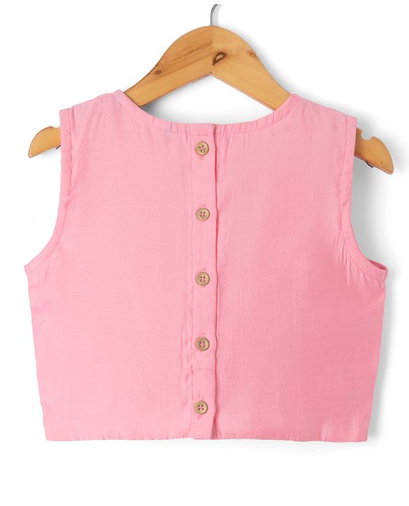 Pine Kids Woven Sleeveless Choli & Lehenga Set With Dupatta & Sequin Embroidered - Pink & Lavender