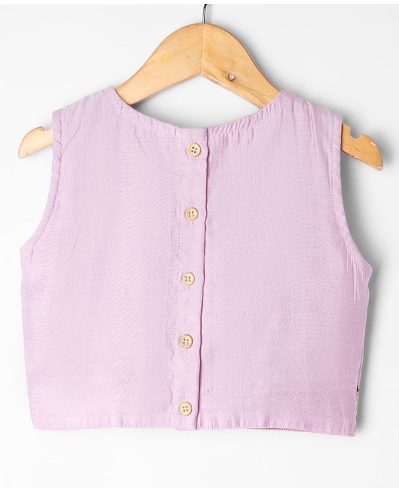 Pine Kids Woven Sleeveless Choli & Lehenga Set With Sequinned Embroidery & Dupatta - Wine