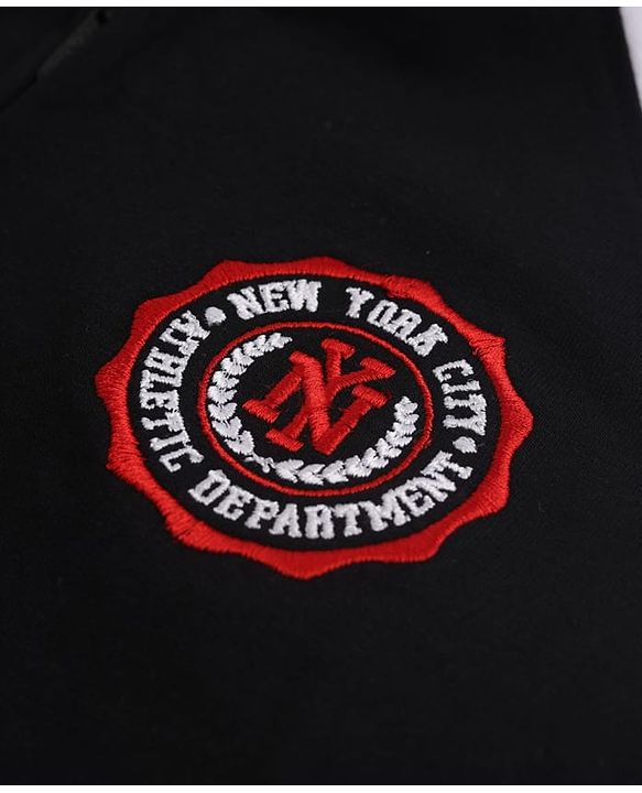 Pine Kids 100% Cotton Knit Sweatshirt with Full Raglan Sleeves and New York City Print in Black